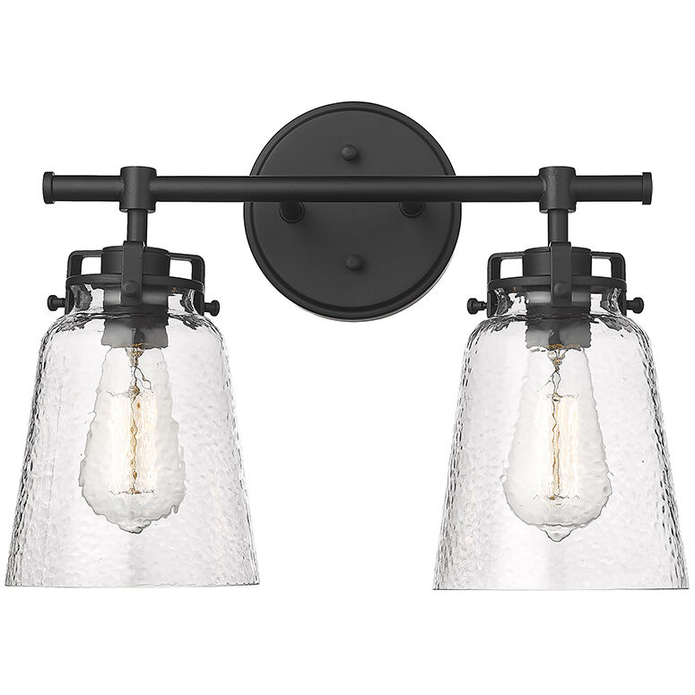 Amberose 2 Light 15.9 inch Matte Black Bathroom Vanity Light Wall Light